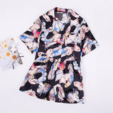 Print Luxury Silk Two Pcs Shorts Pyjama Set - FashionByTeresa